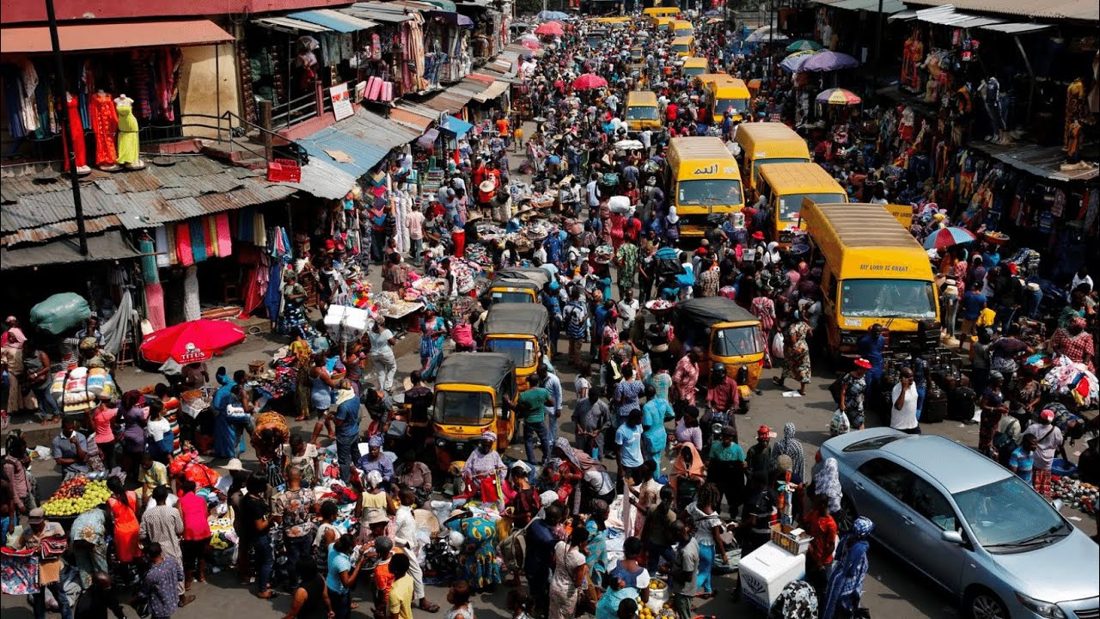 Busy market street in Lagos